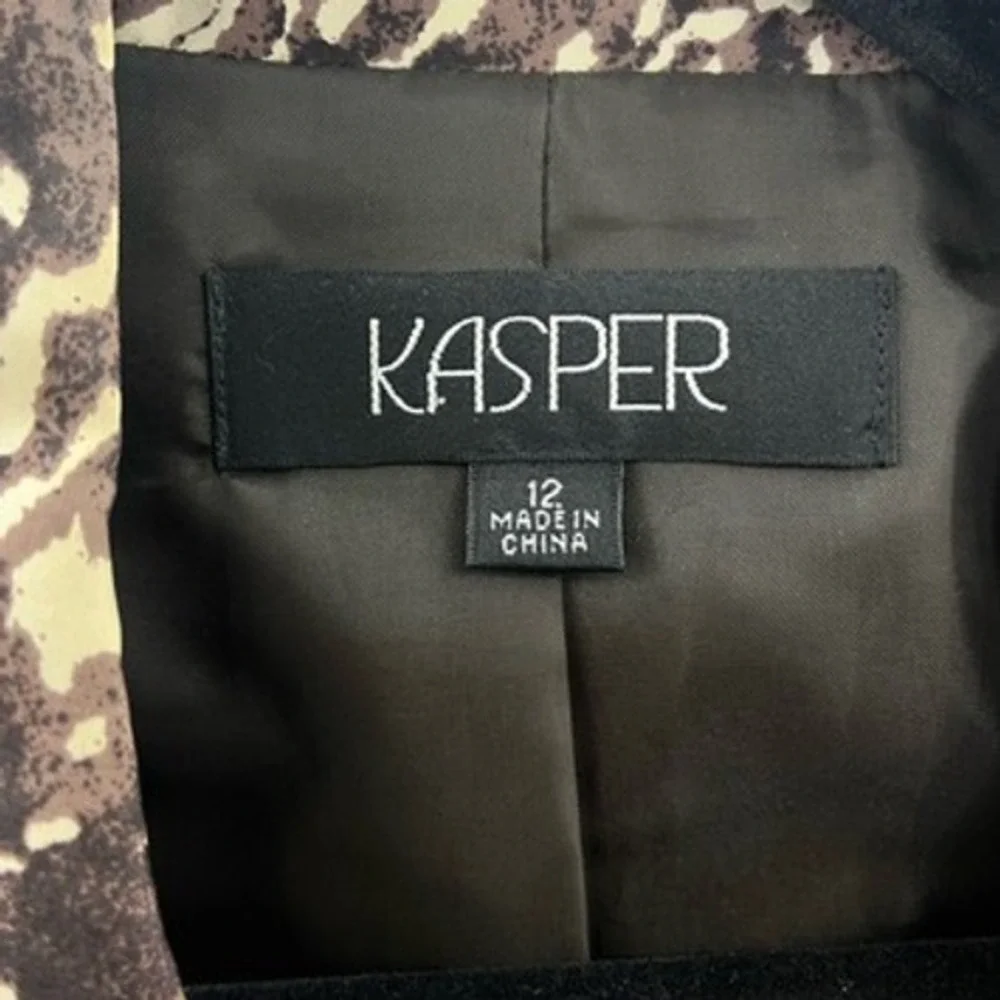 Kasper Silk Blazer Abstract Print Career Jacket Business Casual Size - Picture 9 of 9